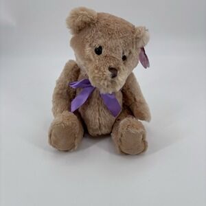 NWT‎ Hug Me Classic Stuffed Teddy With Purple Ribbon 12 in Retired Plush